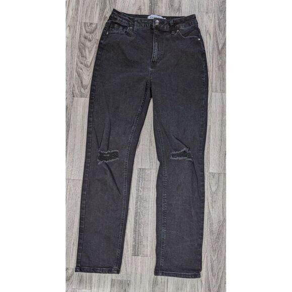(3/$35) Refuge Size 5 Beverly Hills Straight Distressed Black Denim Jeans - Picture 1 of 11
